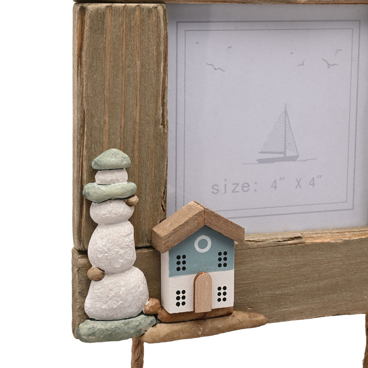 Love Life By The Sea Driftwood Triple Hanging Frame with Sea Glass