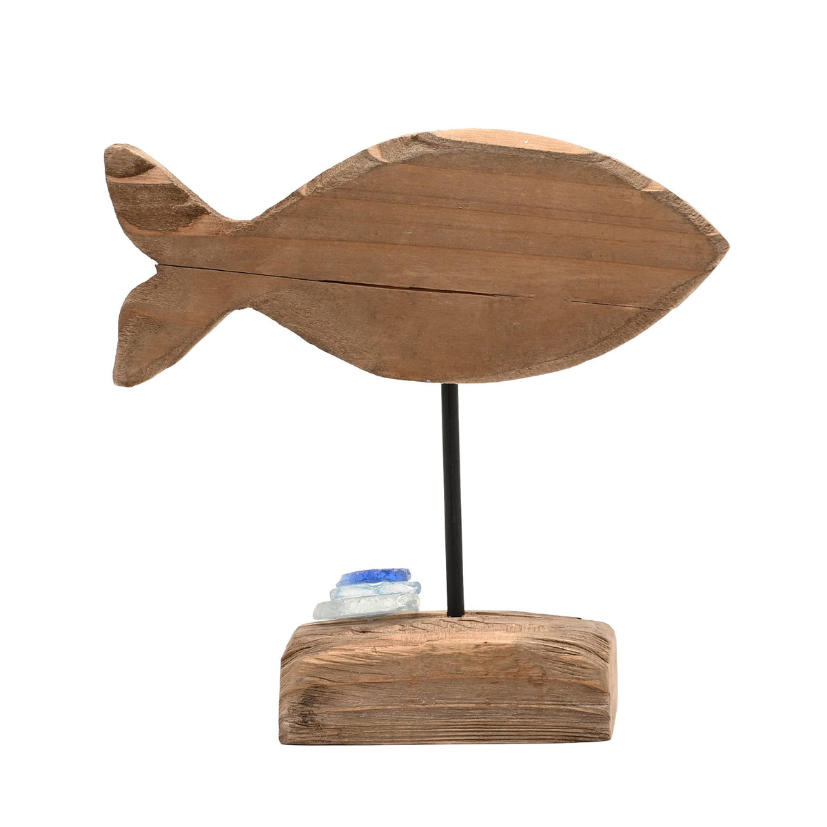 Love Life By The Sea Driftwood with Sea Glass - Fish 18cm