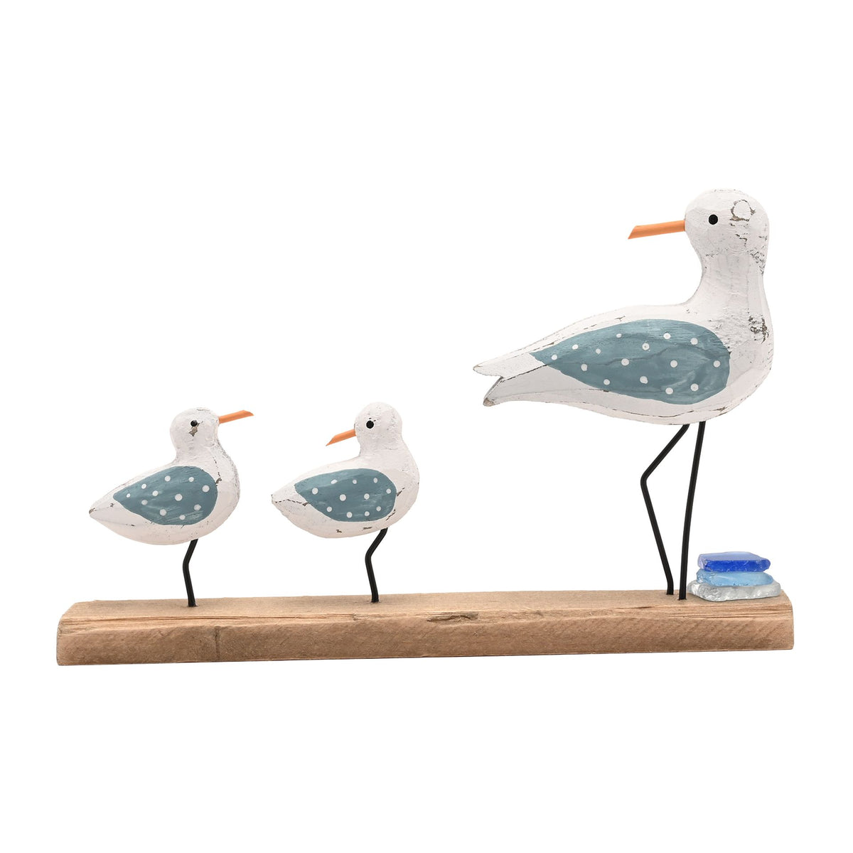 Love Life By The Sea Driftwood with Sea Glass - Seagulls 24cm