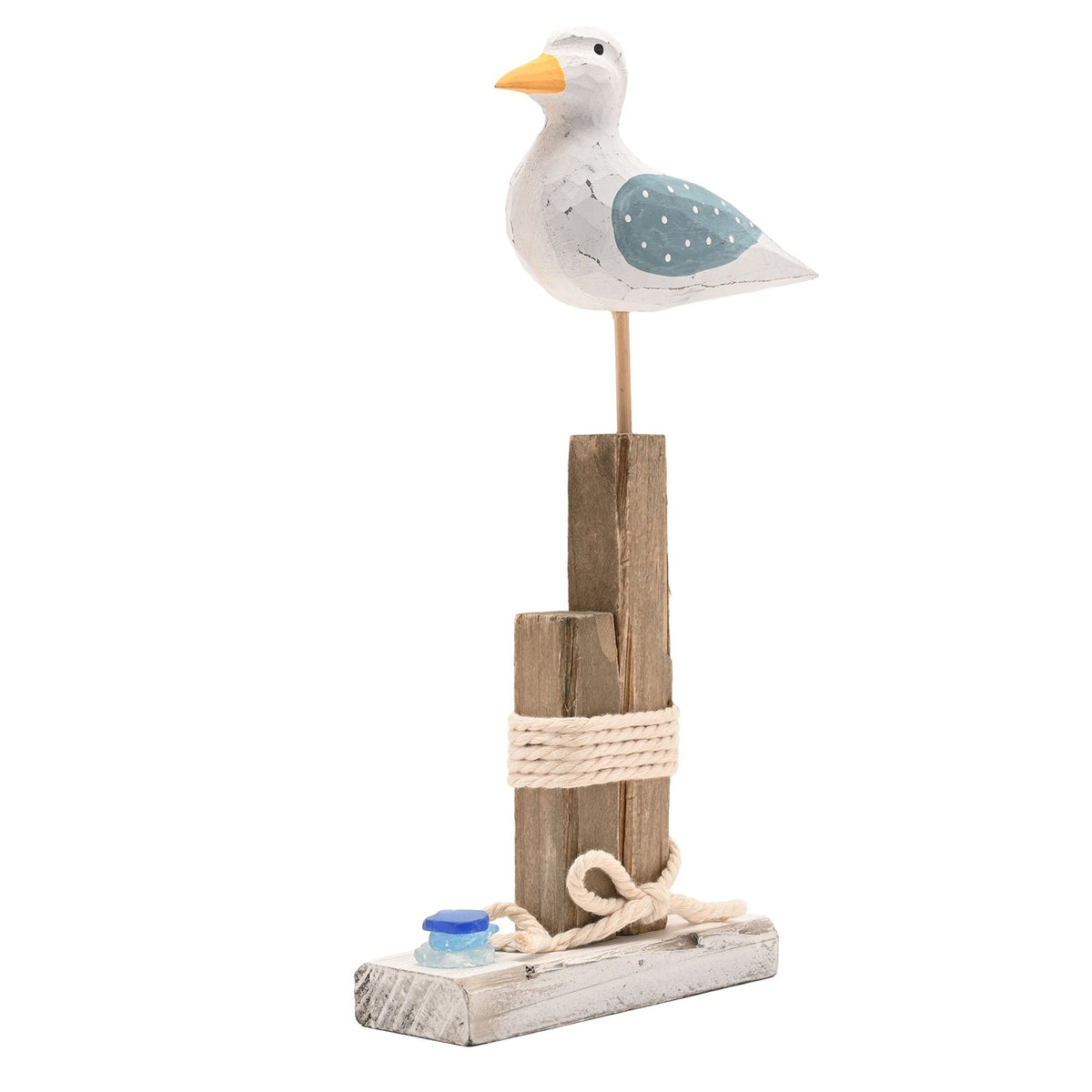 Love Life By The Sea Driftwood with Sea Glass - Seagull 31cm