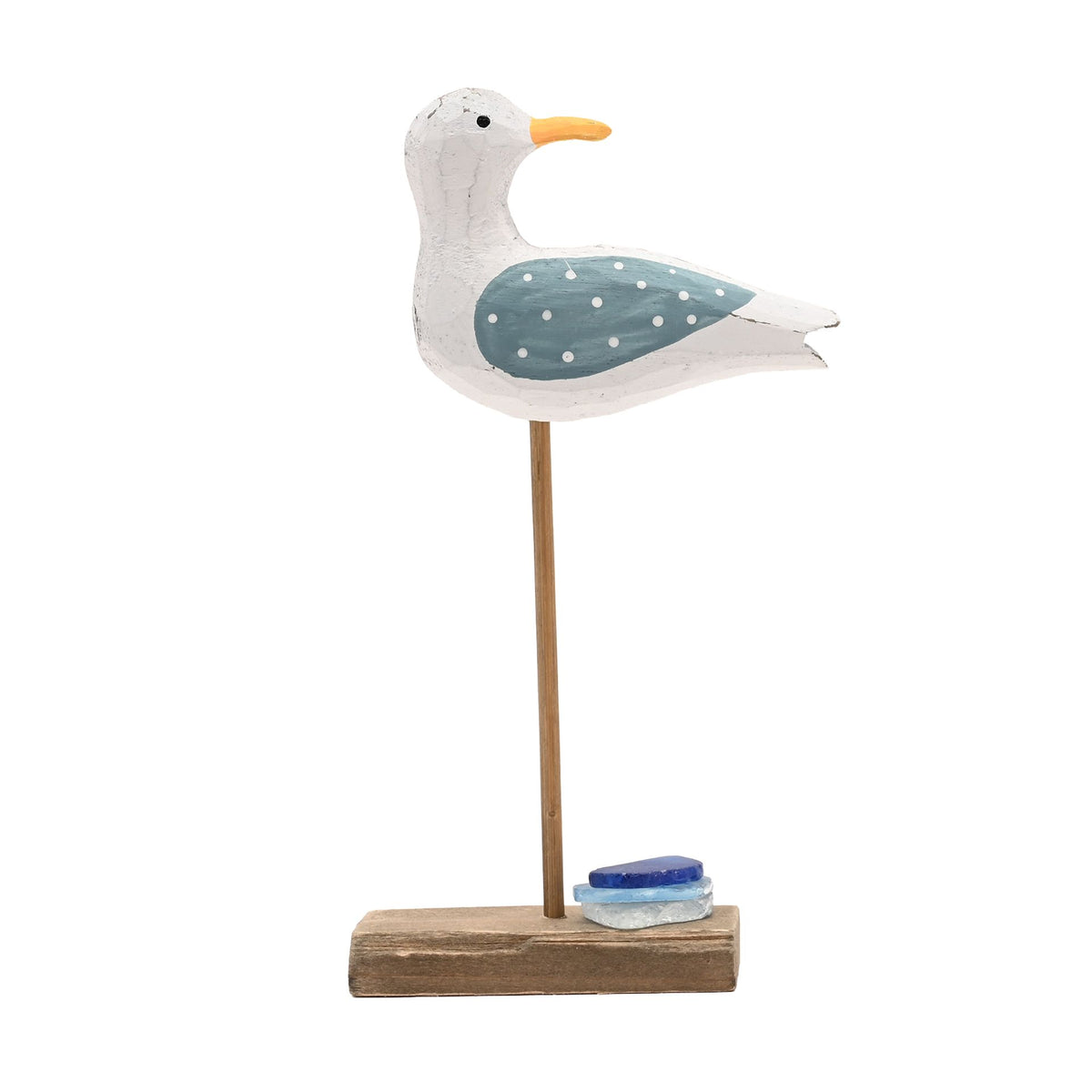 Love Life By The Sea Driftwood with Sea Glass - Seagull 21cm