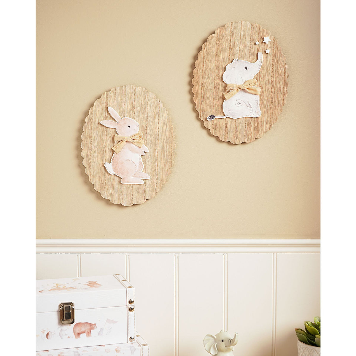 Little Roglets Set of 2 Bunny & Elephant Wall Art