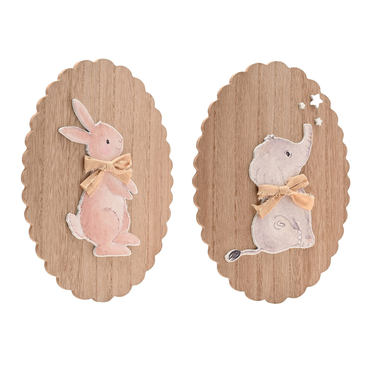 Little Roglets Set of 2 Bunny & Elephant Wall Art