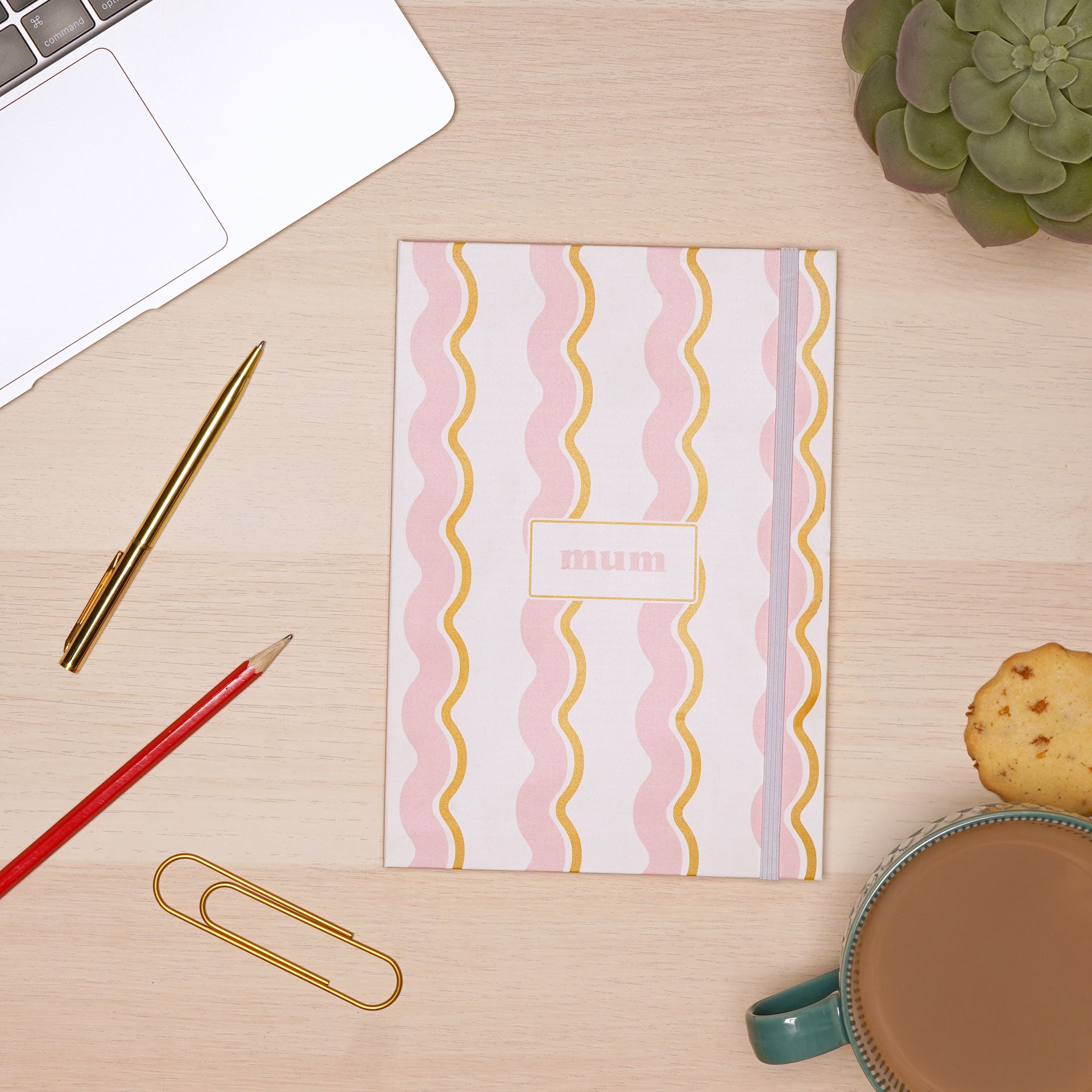 Personalised Pink Wavy Notebook