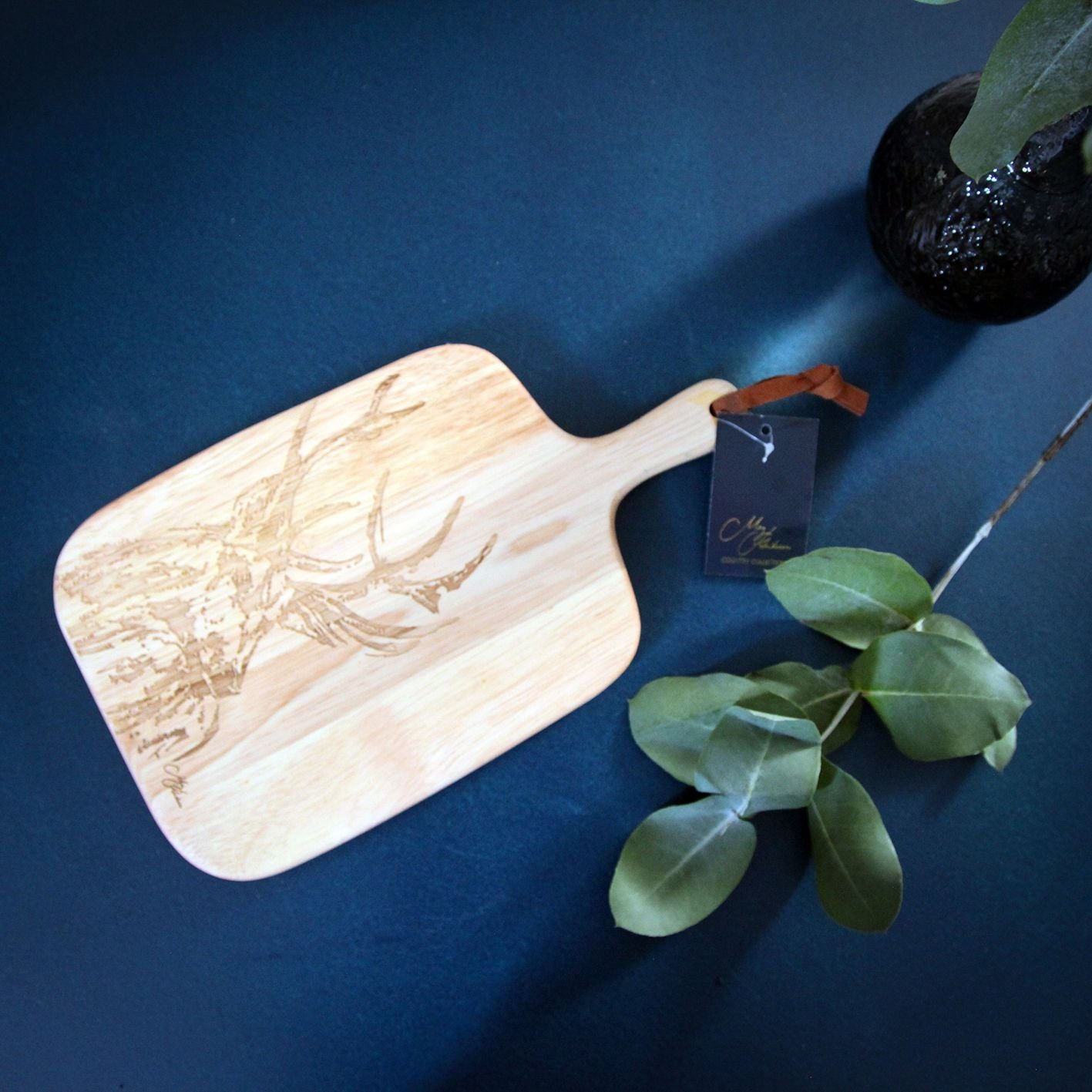 Meg Hawkins Rubber Wood Engraved Board - Stag 35x20cm