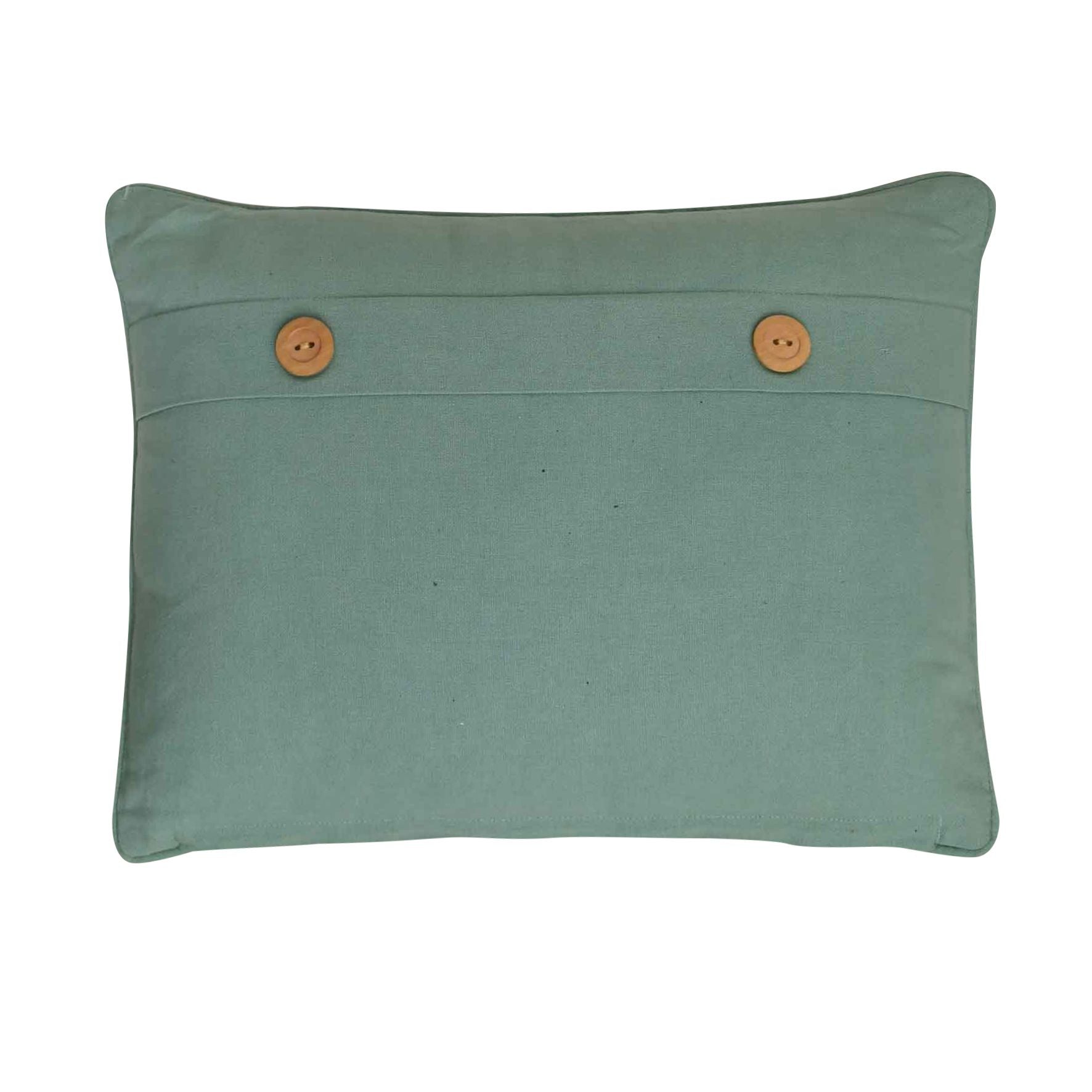 Meg Hawkins Oblong Cushion with Wooden Buttons  - Bee