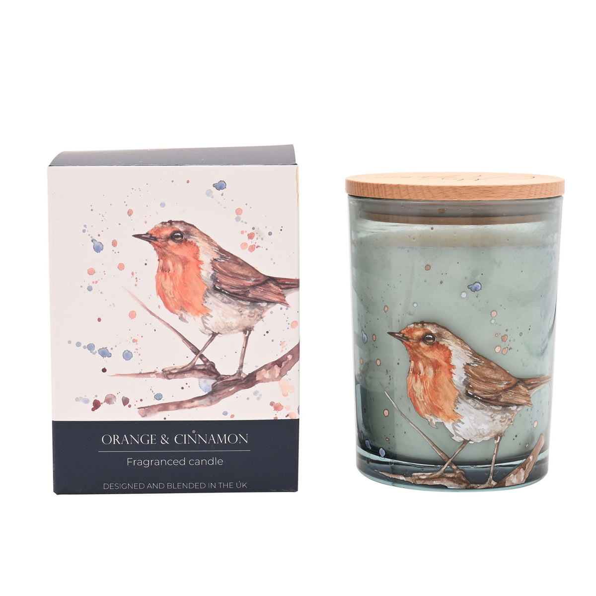 Meg Hawkins 250g Candle Robin - Orange & Cinnamon