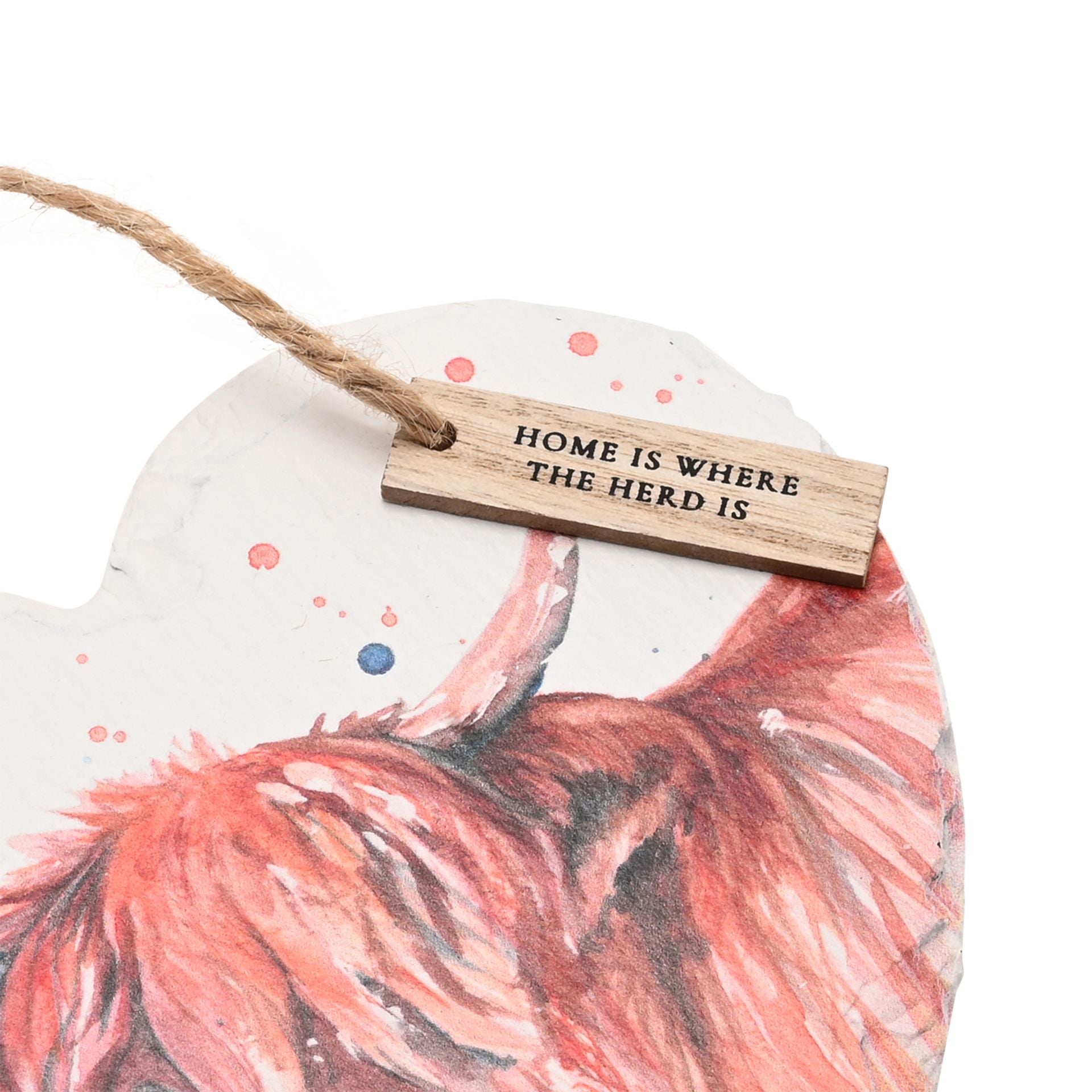 Meg Hawkins Slate Hanging Heart - Highland Cow