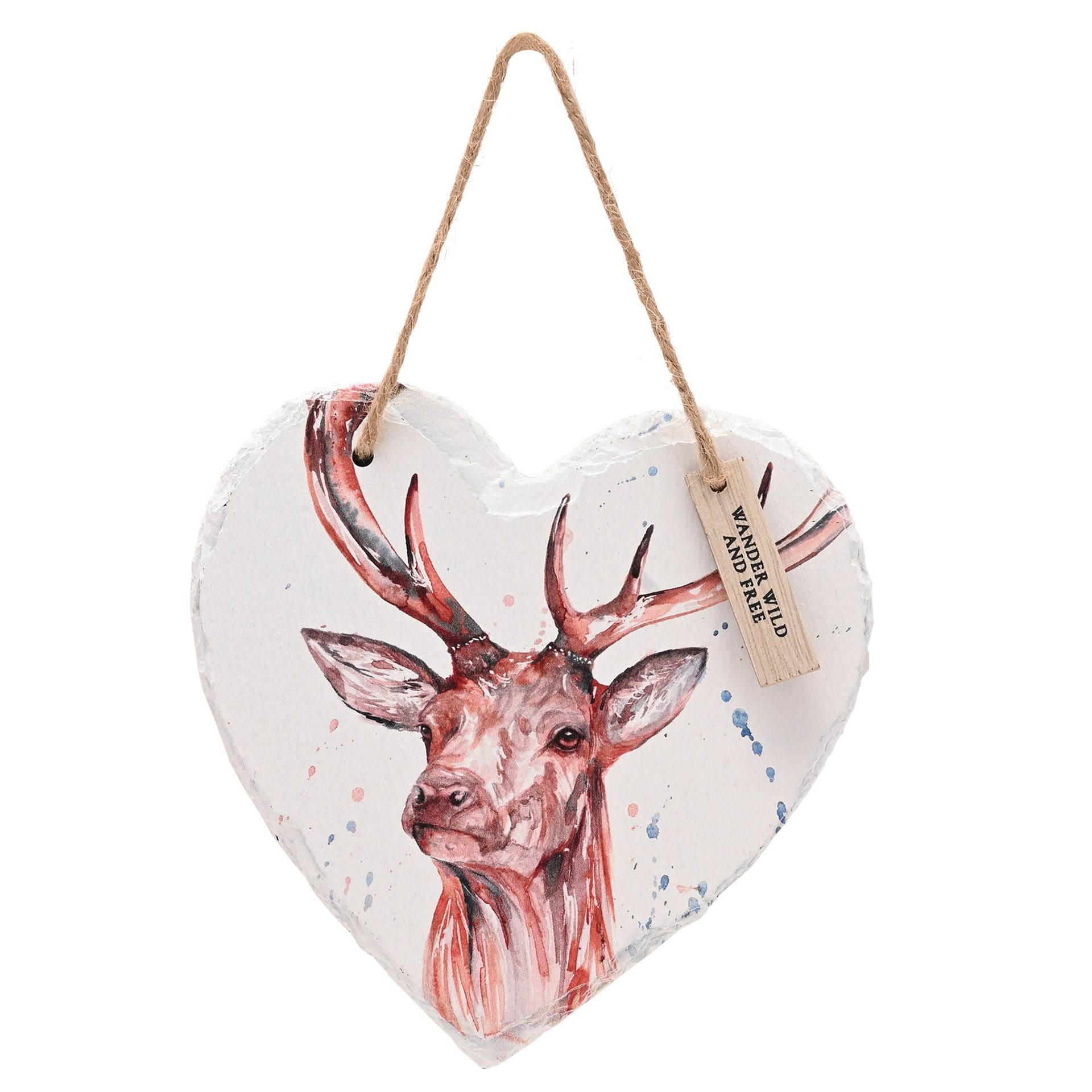 Meg Hawkins Slate Hanging Heart - Stag
