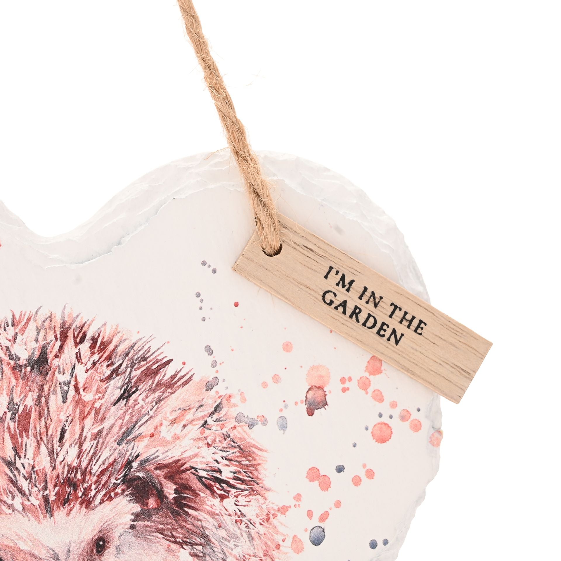 Meg Hawkins Slate Hanging Heart - Hedgehog