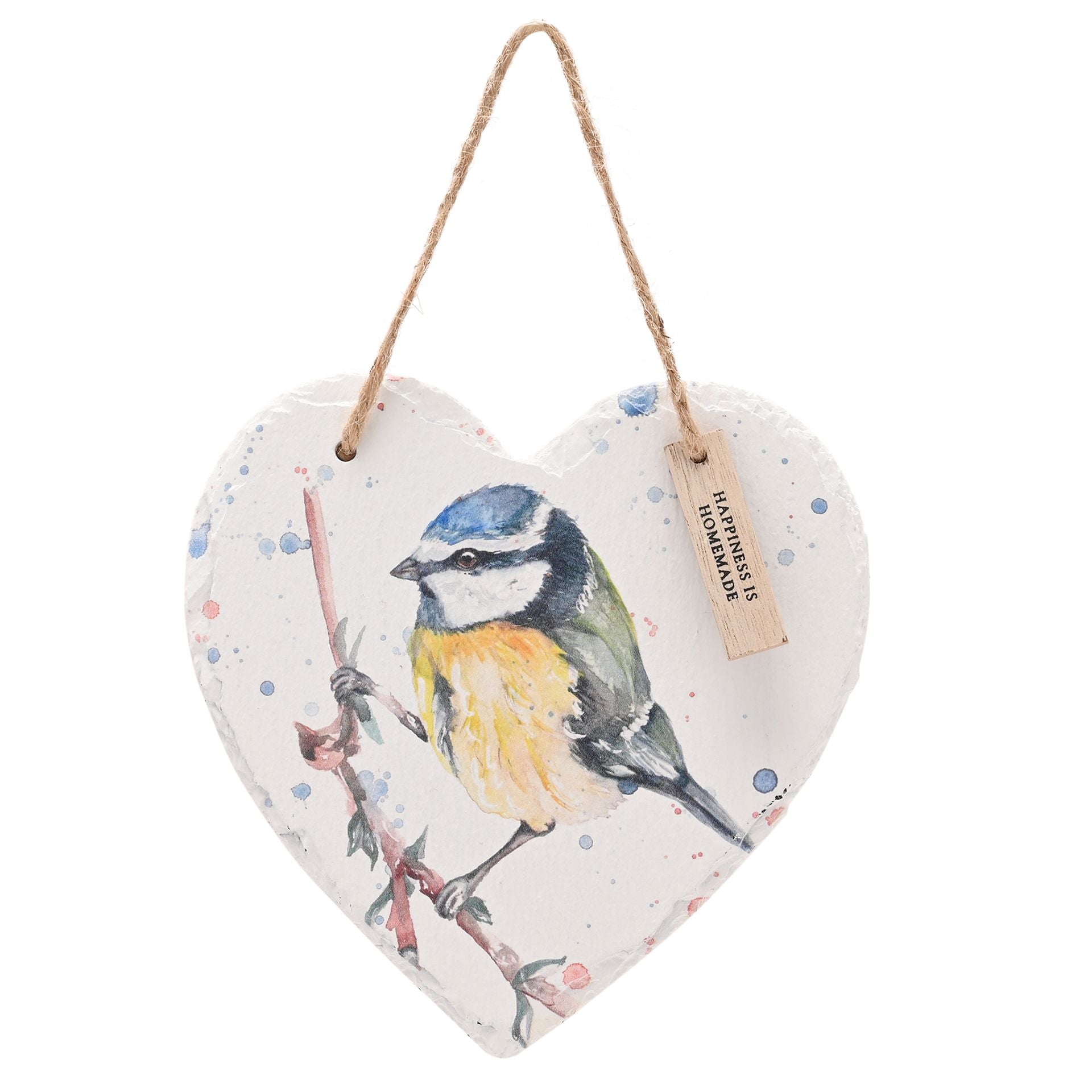 Meg Hawkins Slate Hanging Heart - Blue Tit