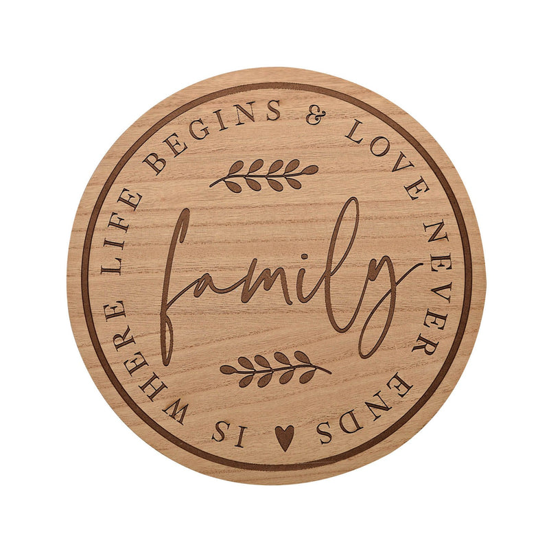Moments Wooden Round Plaque - Family 30cm