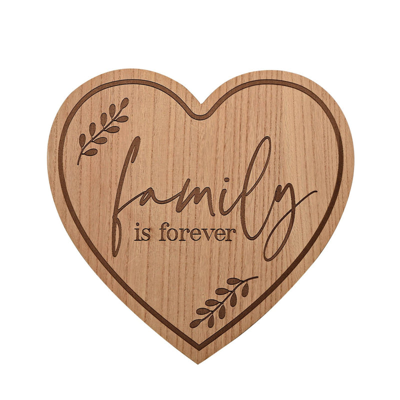 Moments Wooden Heart Plaque - Family Forever 30cm