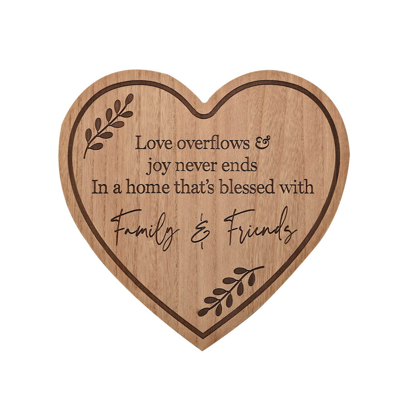 Moments Wooden Heart Plaque - Family Friends 30cm