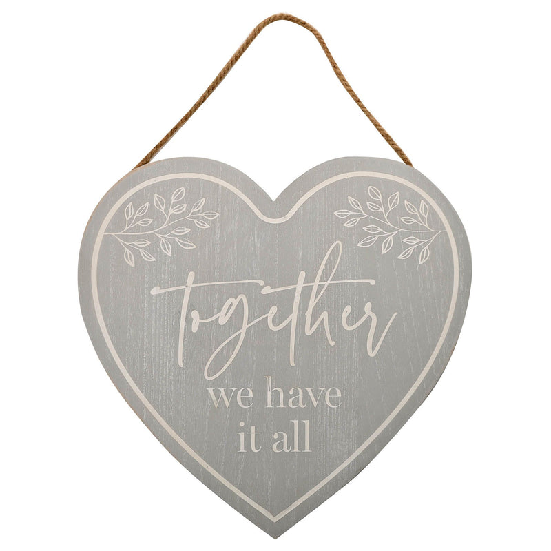 Moments Grey Heart Plaque - Together 40cm