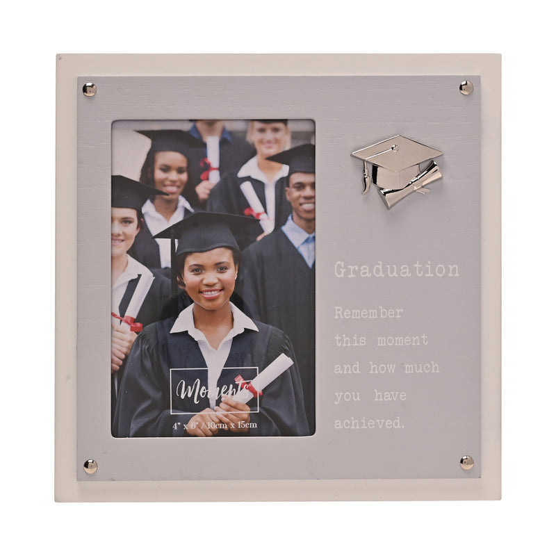 Moments 2 Layer Photo Frame Grey 4" x 6" - Graduation
