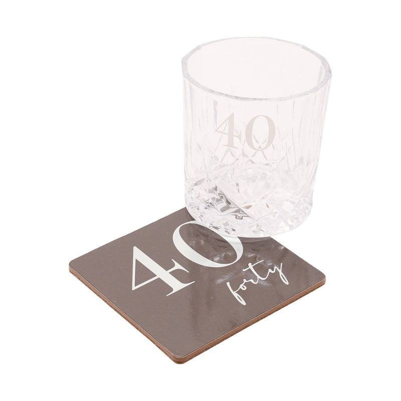 Milestones Whisky Glass & Coaster - 40
