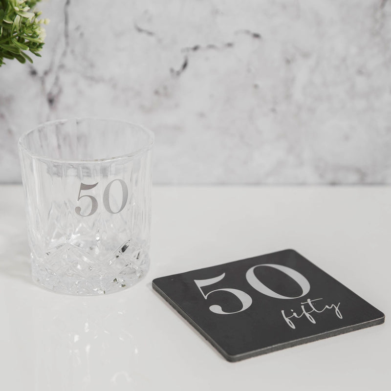 Milestones Whisky Glass & Coaster - 50