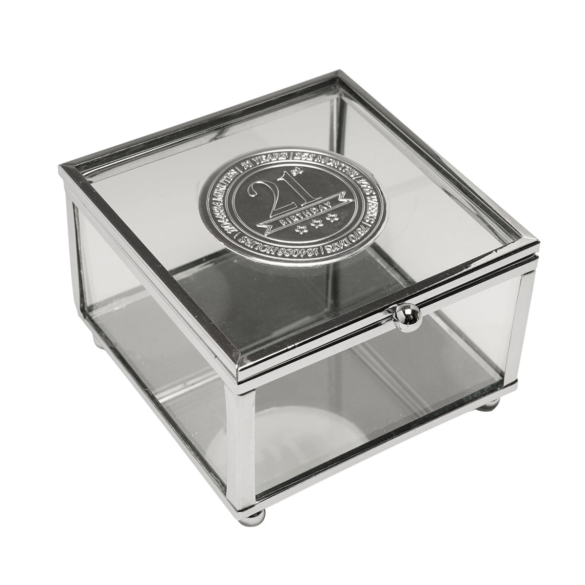 Milestones Glass Trinket Box with Metal Badge 15cm - 21