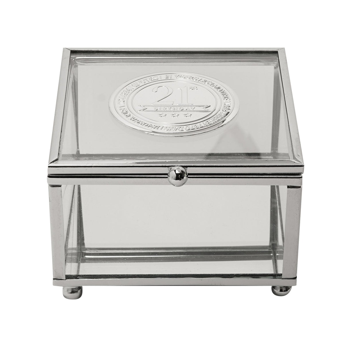 Milestones Glass Trinket Box with Metal Badge 15cm - 21
