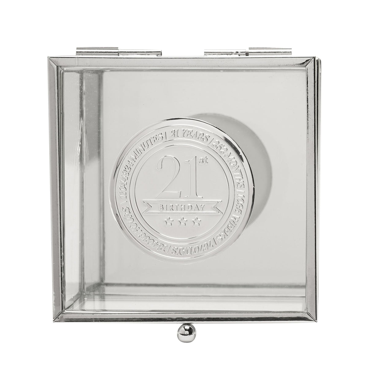 Milestones Glass Trinket Box with Metal Badge 15cm - 21