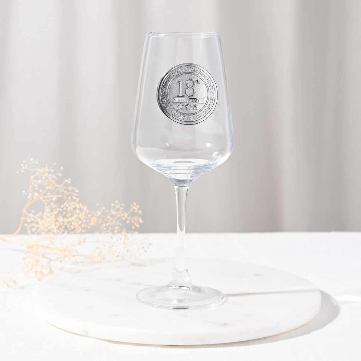 Milestones Badged Wine Glass - 18