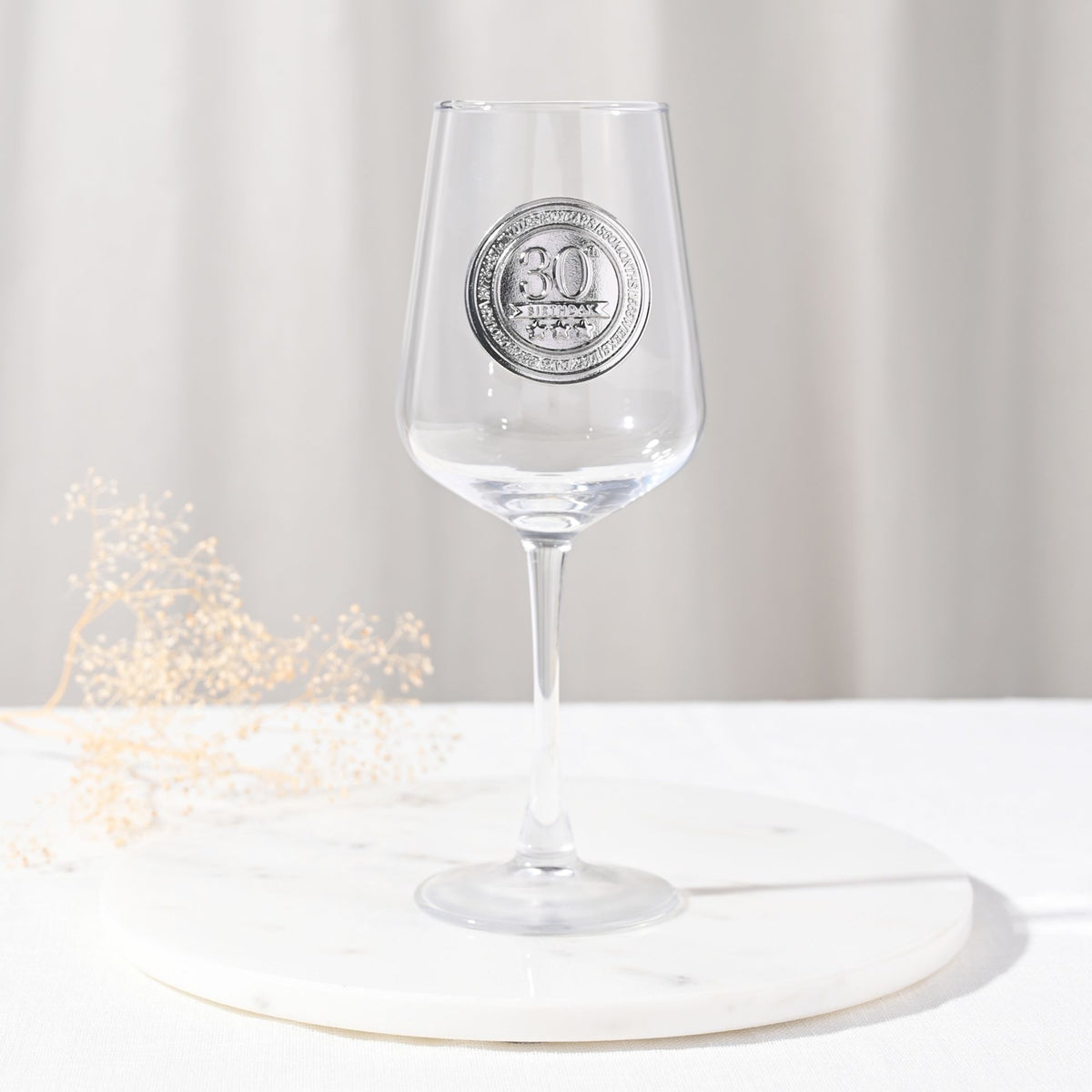 Milestones Badged Wine Glass - 30