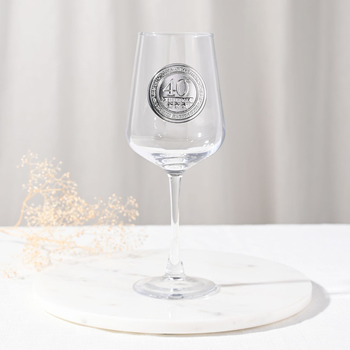 Milestones Badged Wine Glass - 40