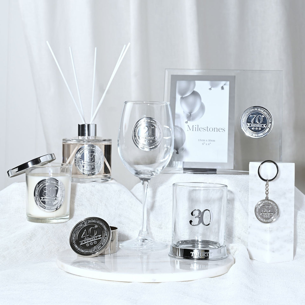 Milestones Badged Wine Glass - 50