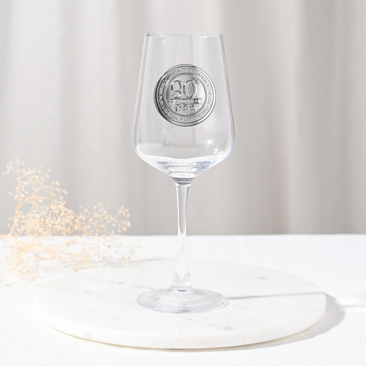 Milestones Badged Wine Glass - 90