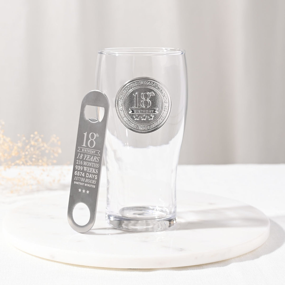 Milestones Pint Glass & Bottle Opener - 18