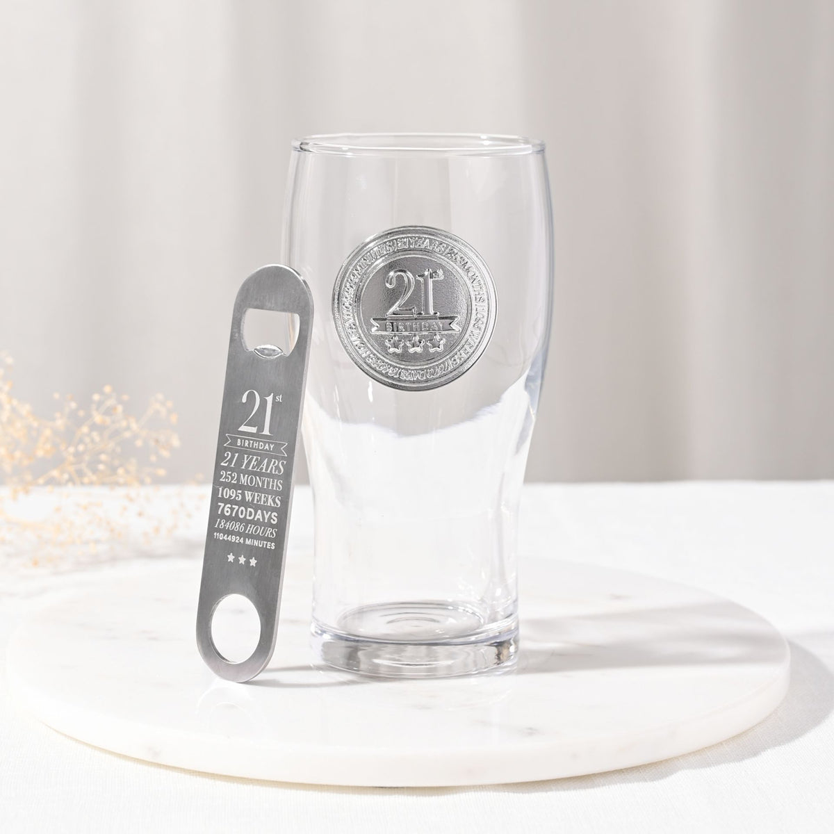 Milestones Pint Glass & Bottle Opener - 21