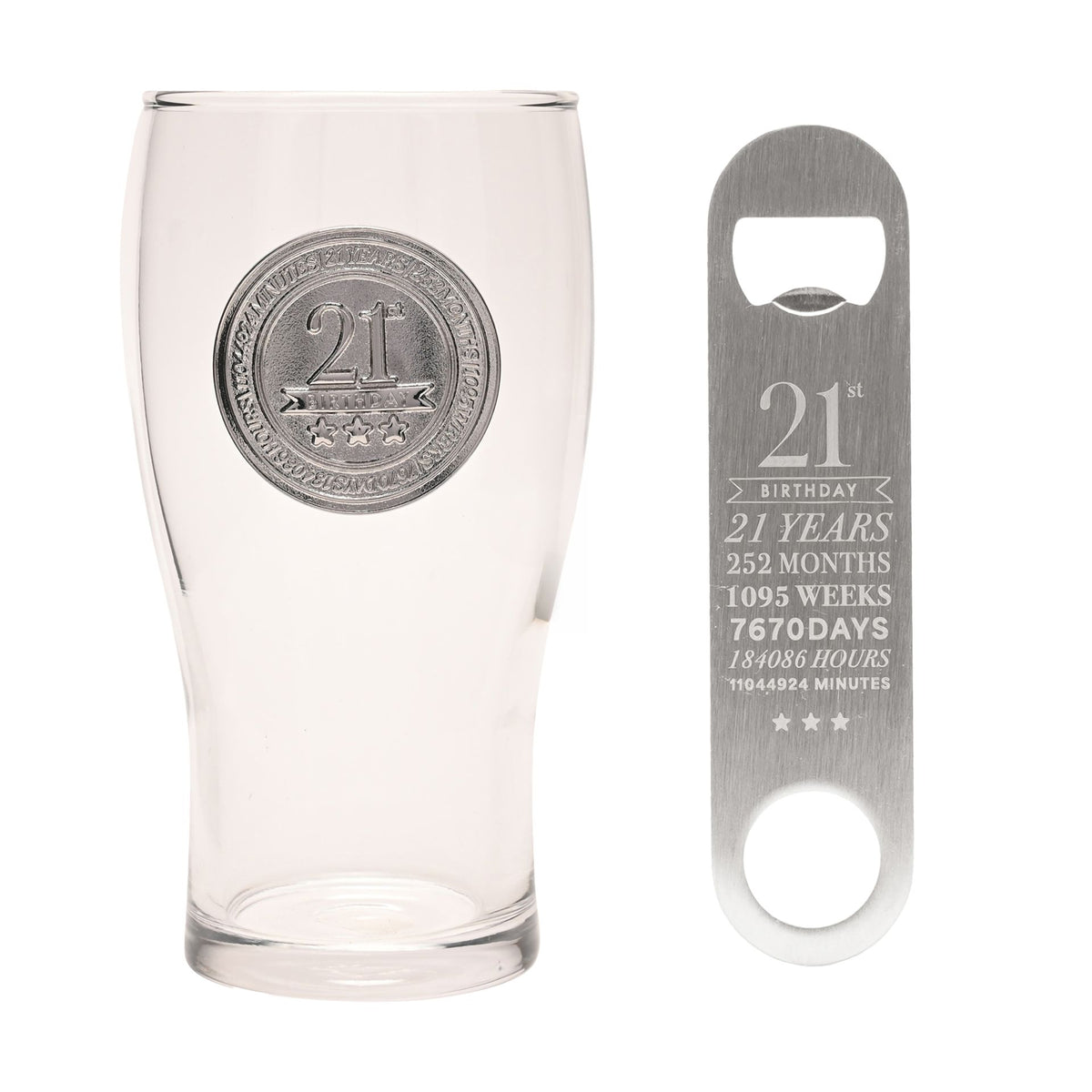 Milestones Pint Glass & Bottle Opener - 21