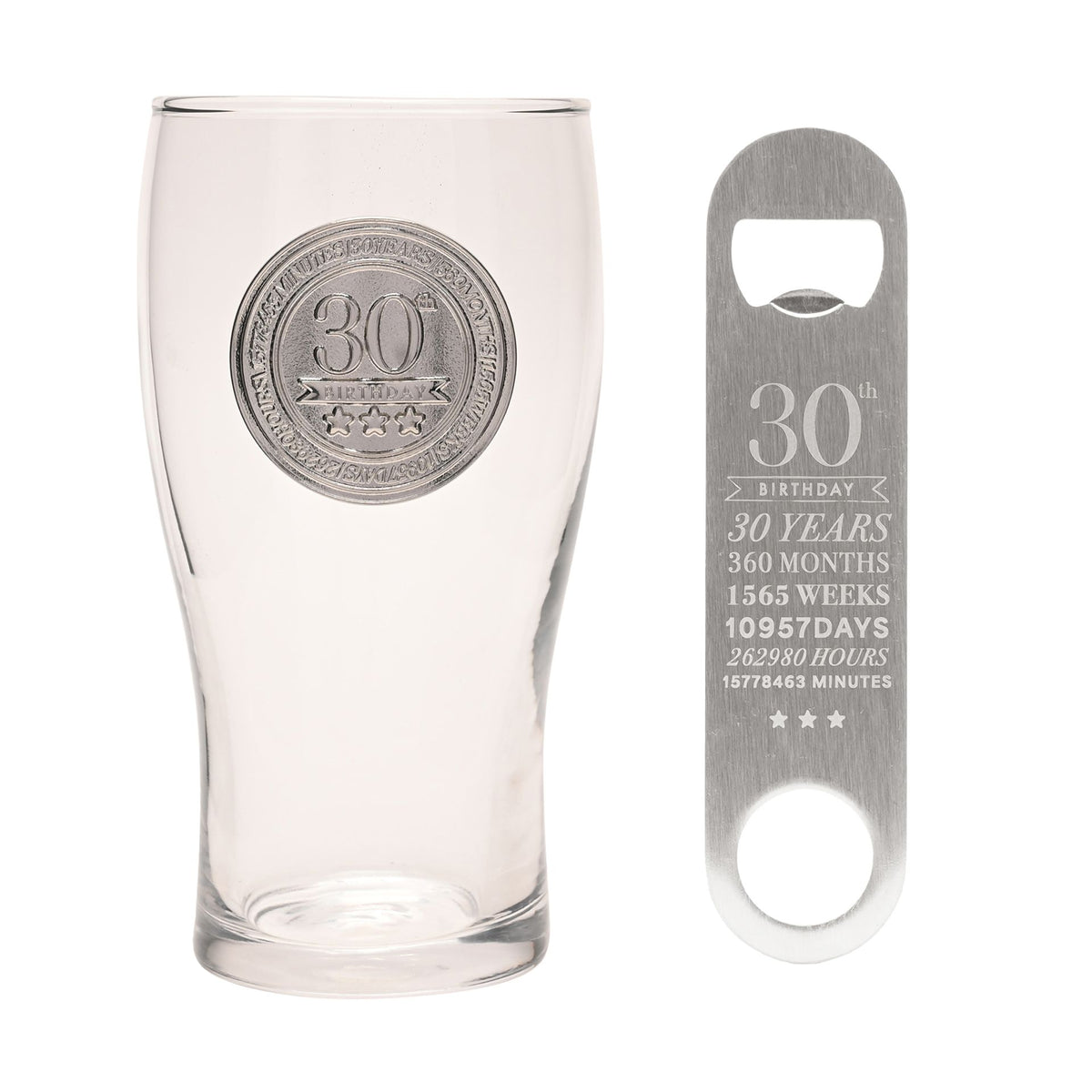 Milestones Pint Glass & Bottle Opener - 30