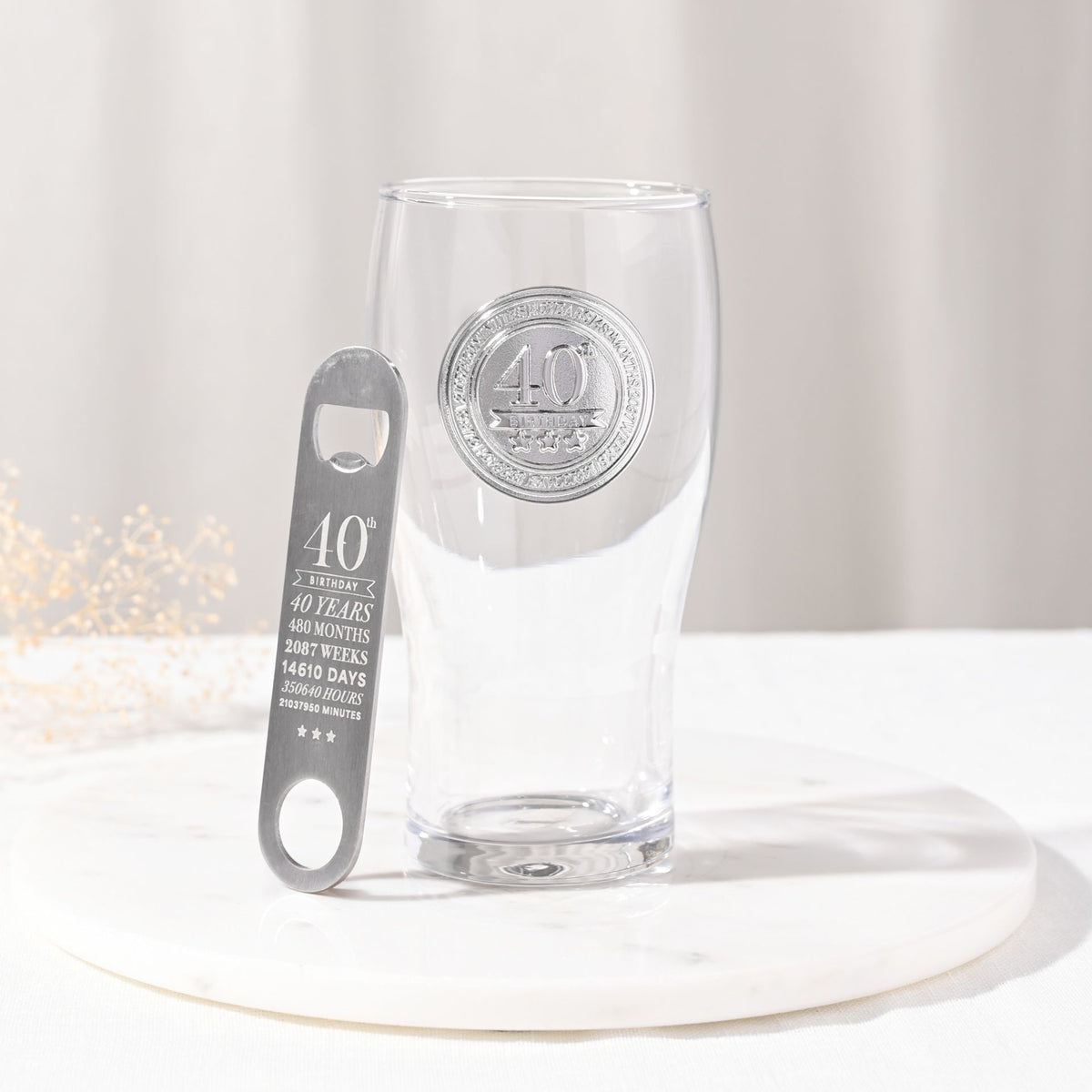 Milestones Pint Glass & Bottle Opener - 40