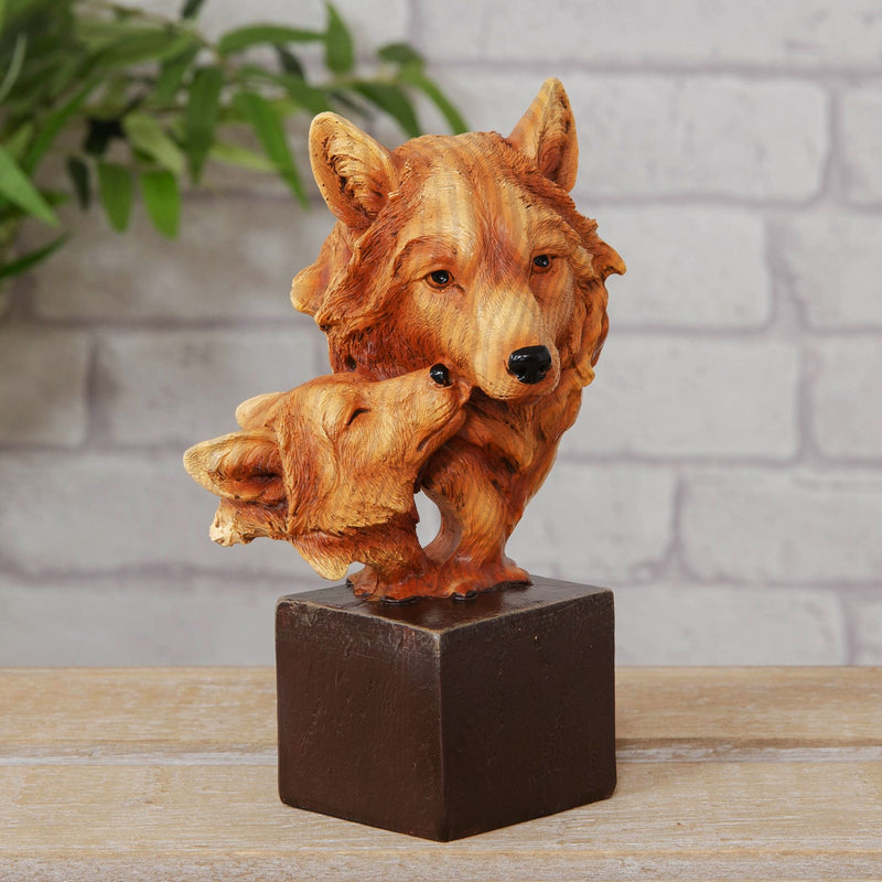 Naturecraft Wood Effect Resin Figurine - Wolves