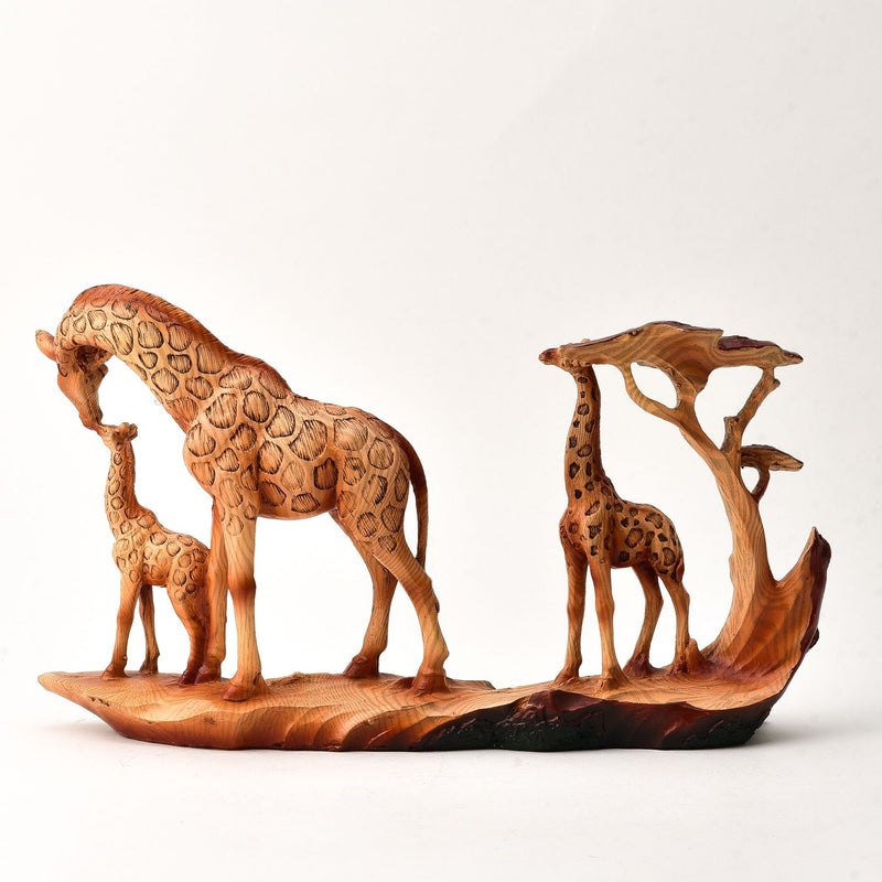 Naturecraft Wood Effect Resin Figurine - Triple Giraffe