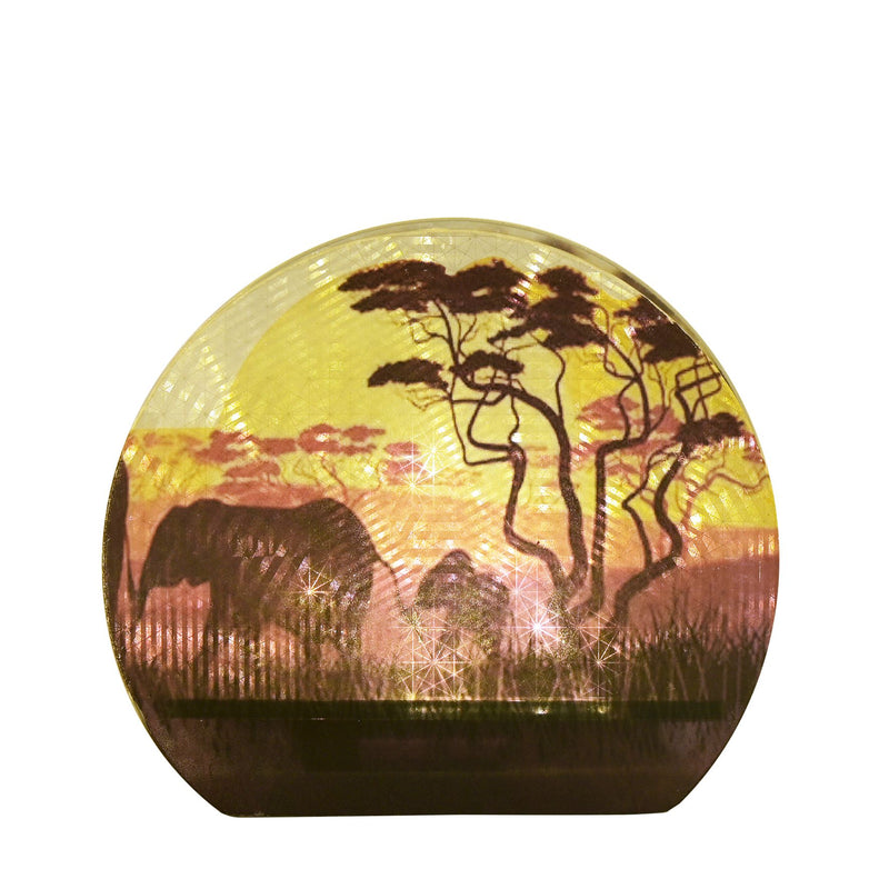 Naturecraft Safari Glass Art LED Light Round