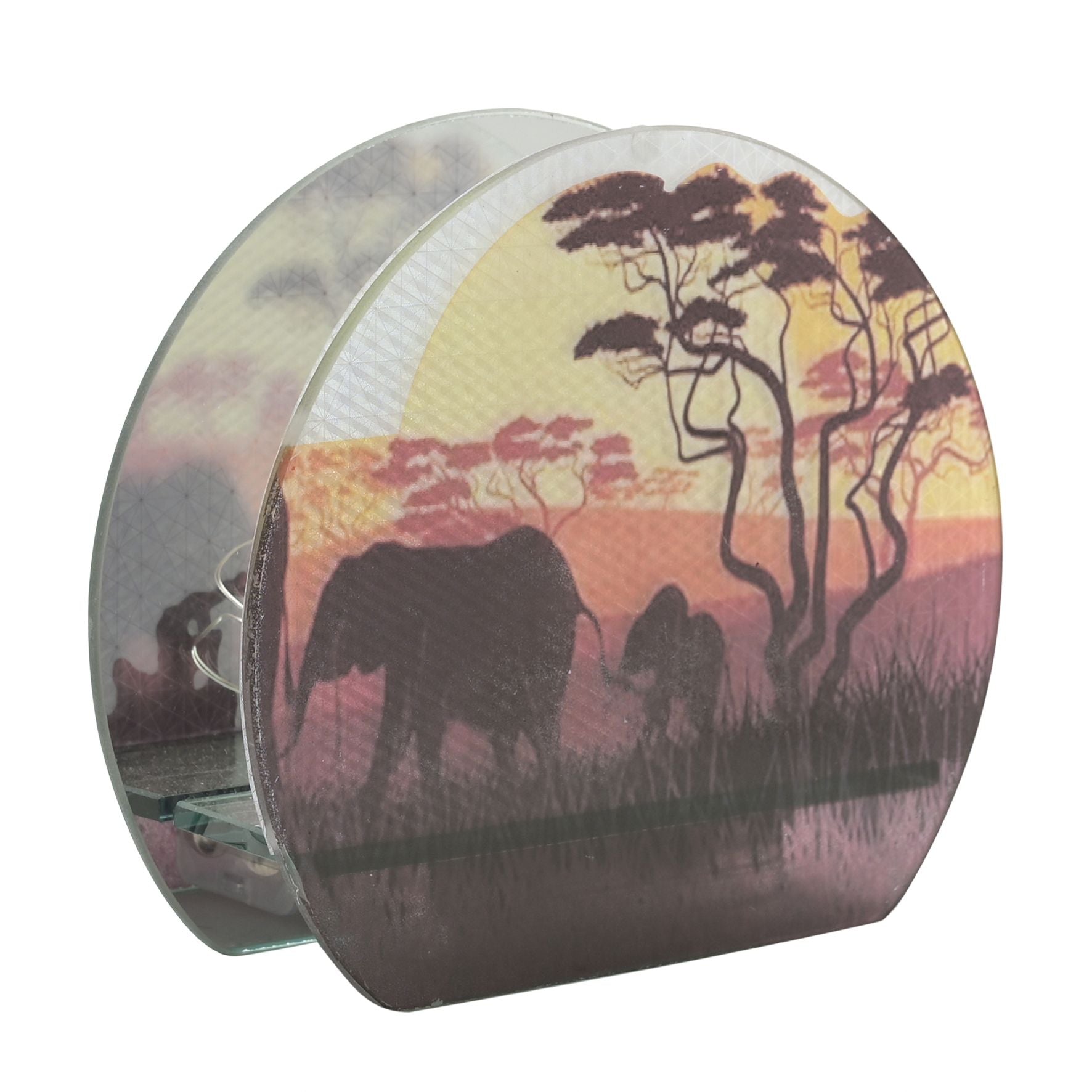 Naturecraft Safari Glass Art LED Light Round