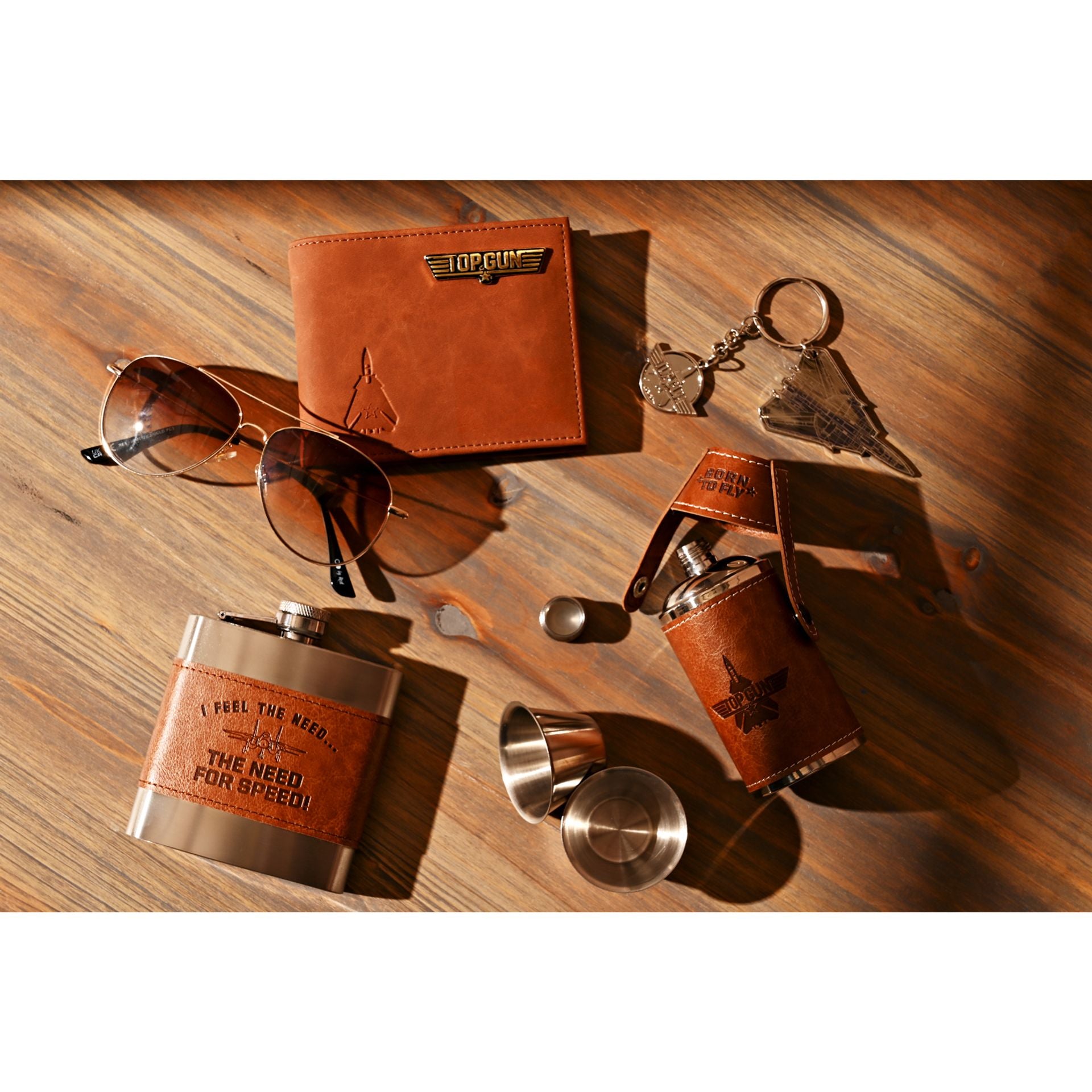 Top Gun Metal Hip Flask 6oz - Brown