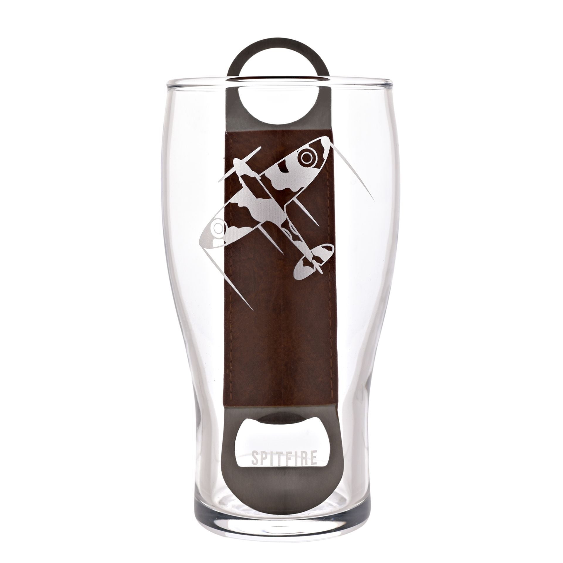 RAF Etched Pint Glass & Bottle Opener Set - Spitfire