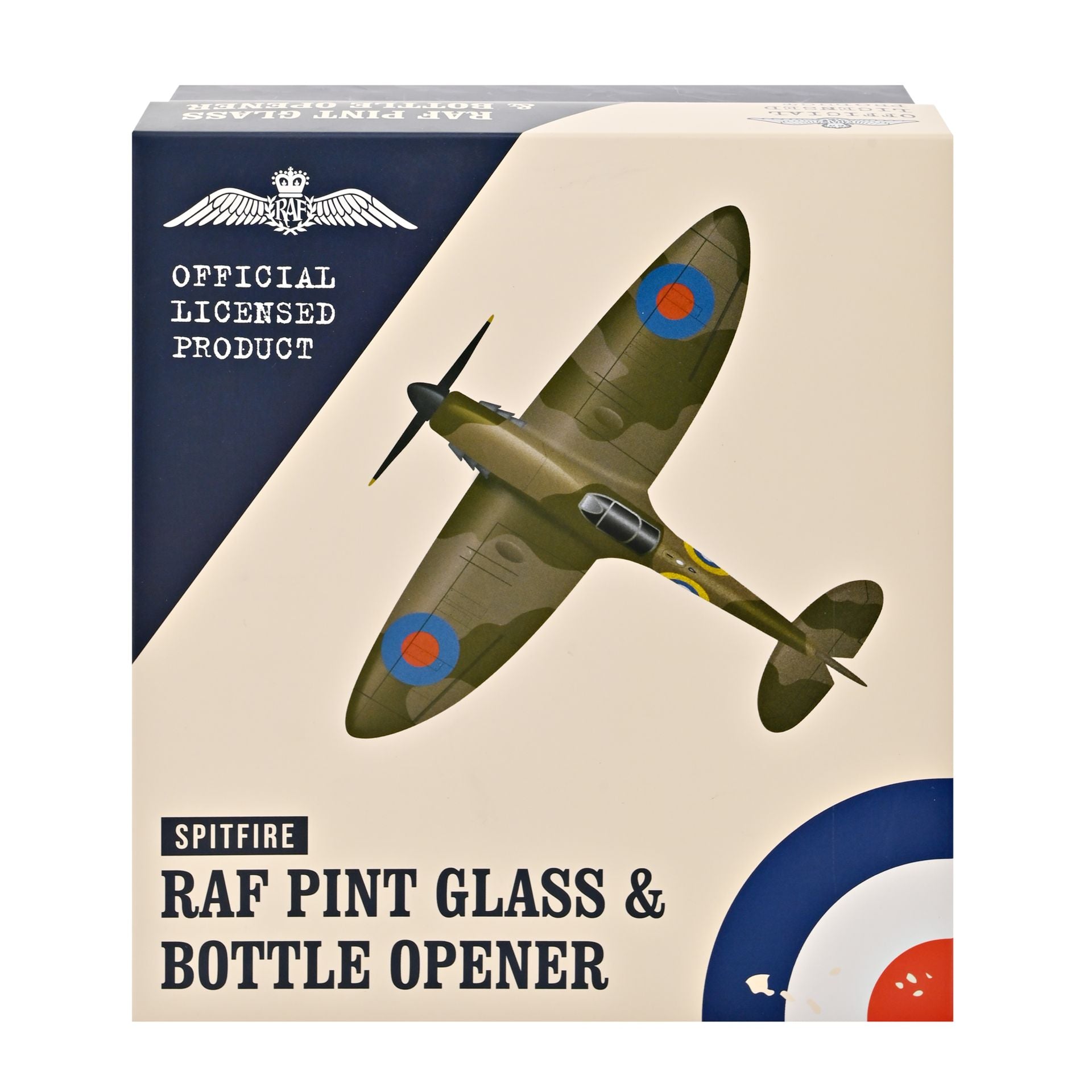 RAF Etched Pint Glass & Bottle Opener Set - Spitfire