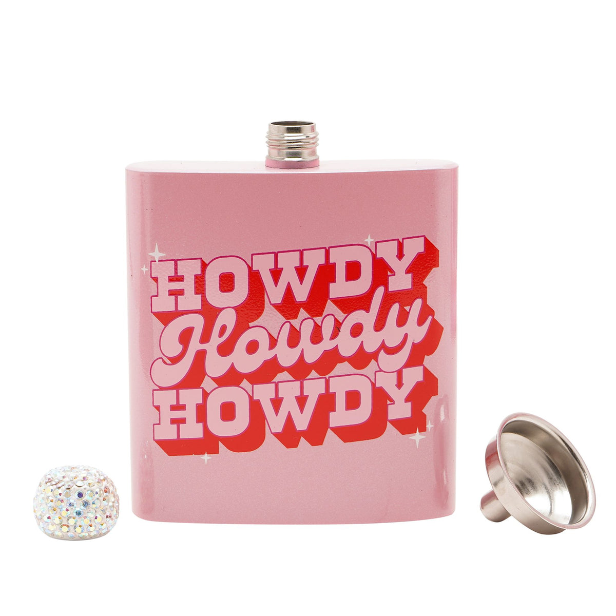 The Feel Good Club Howdy Pink Glitter Hip Flask