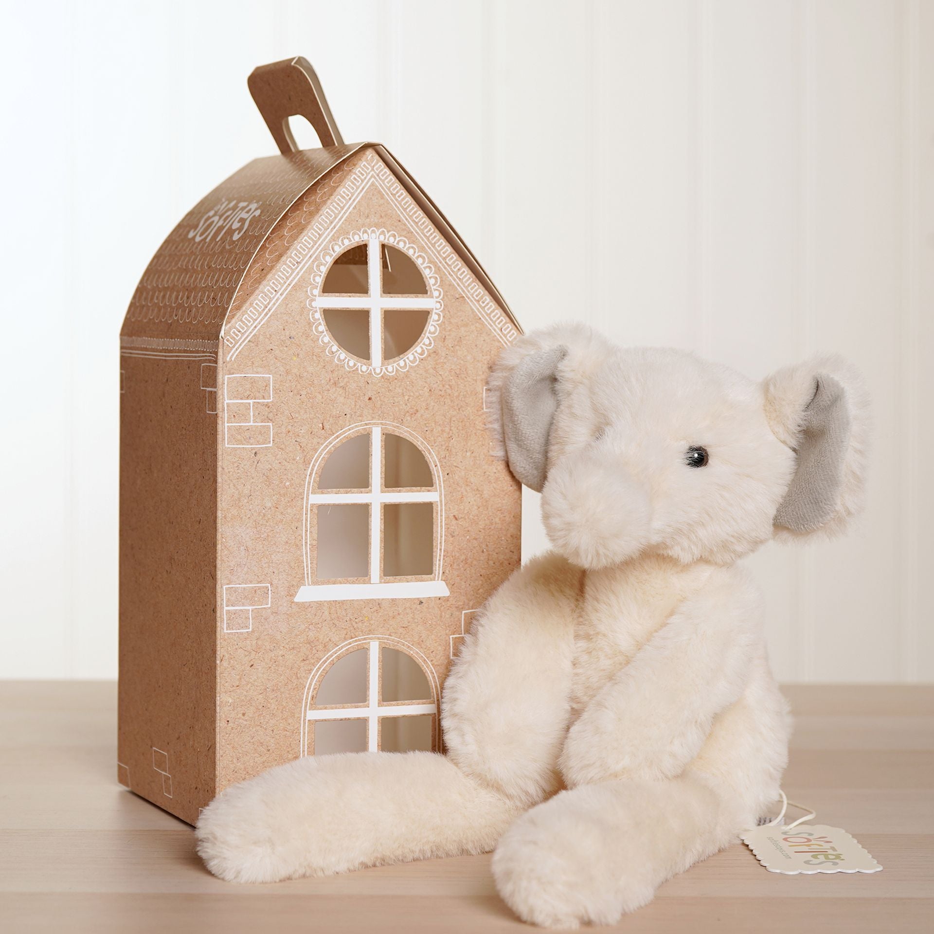 Ellie The Plush Long Leg Cream Elephant 35 cm
