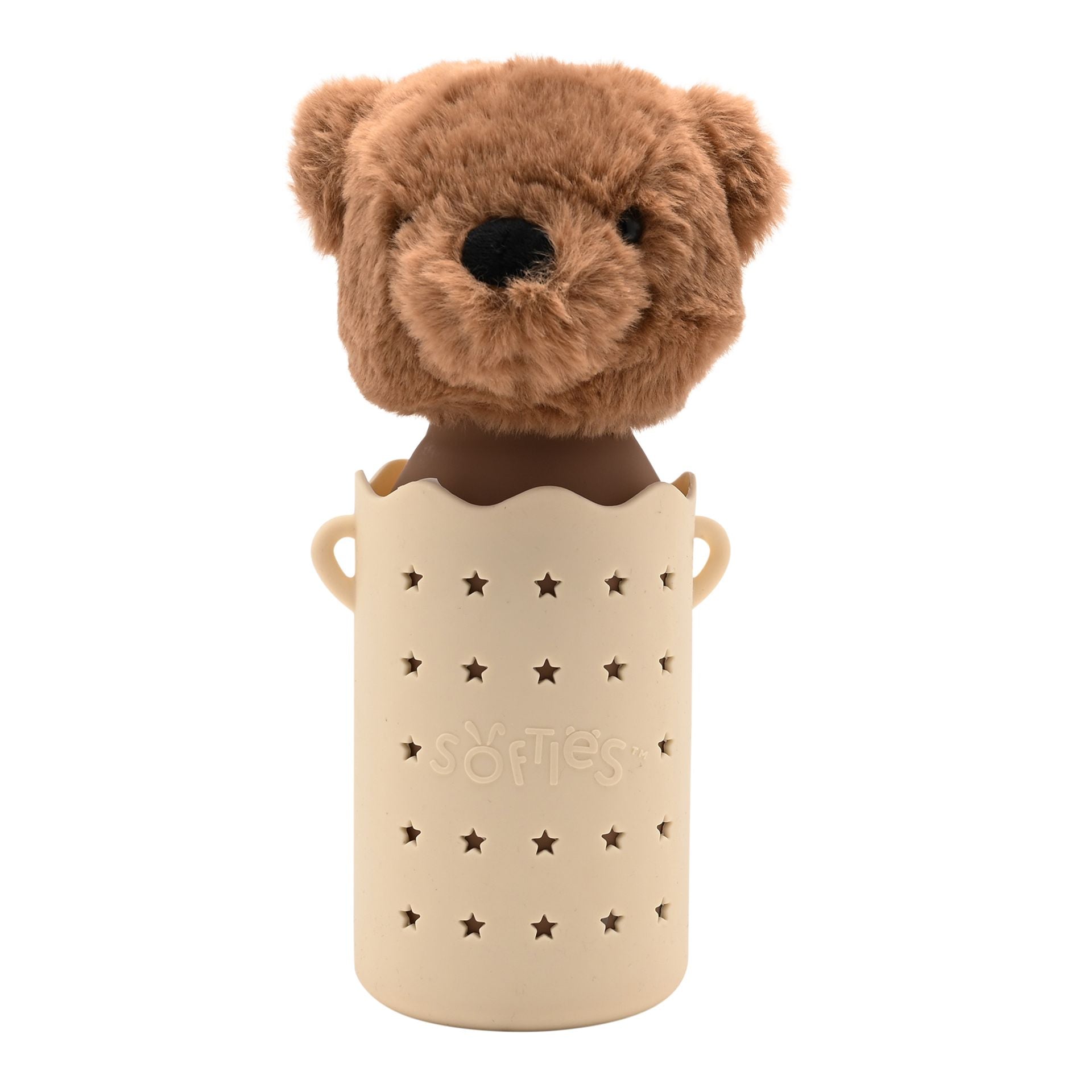 Softies Silicone Water Bottle Bag with Charm Holes and Fabric Clip on Carry Strap