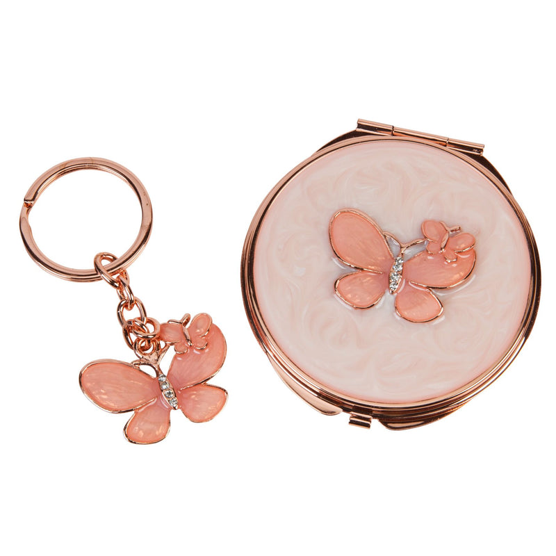 Sophia Keyring & Compact Miirror Set - Butterfly Design