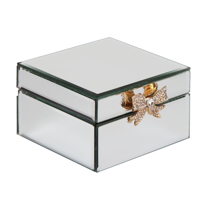Sophia Mirror Glass Jewellery Box with Gold Bow