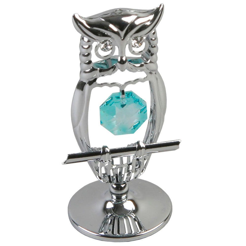 Crystocraft Chrome Plated Owl Ornament With Crystal