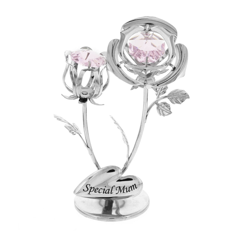 Crystocraft Chrome Plated Rose & Rose Bud - Special Mum