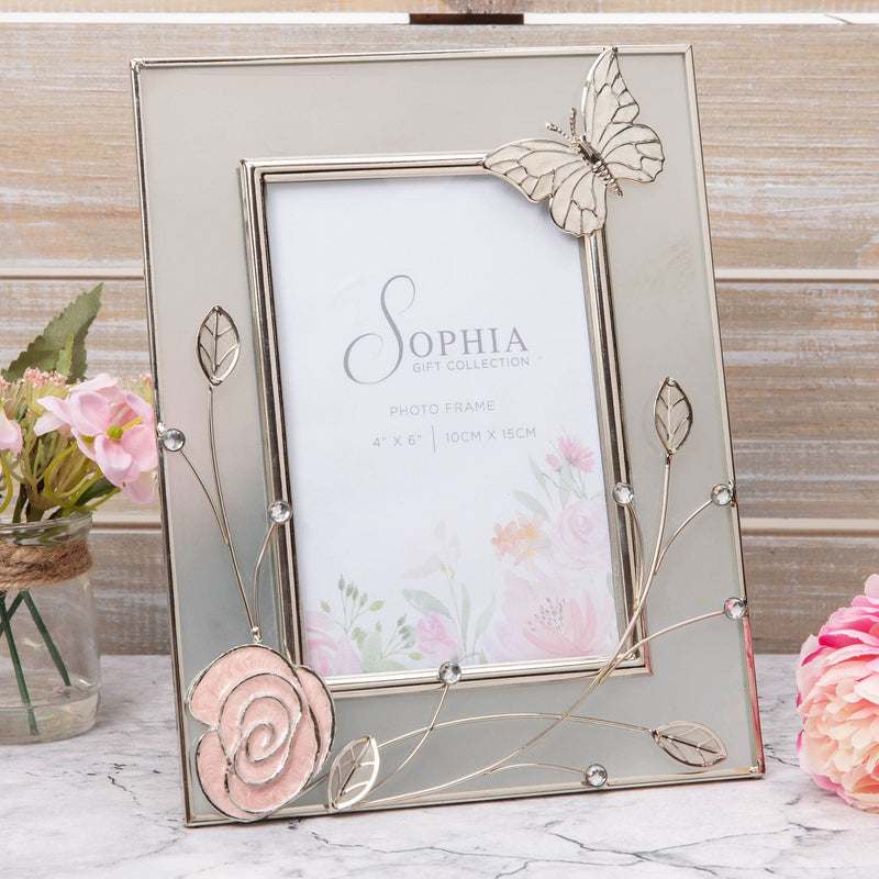 Sophia Glass & Wire Photo Frame with Butterfly 4" x 6"